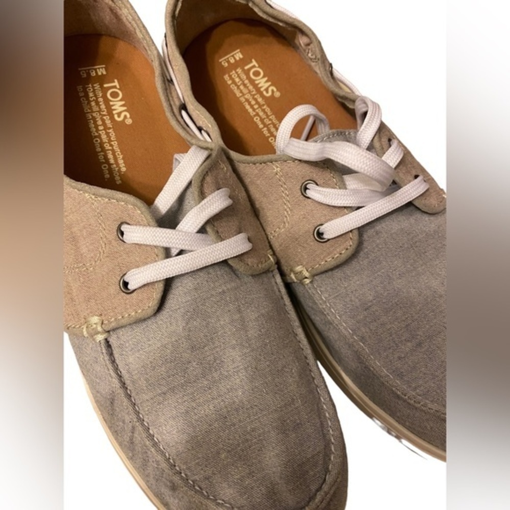 Toms mens culver boat shoe tan and blue size 8.5 NWOB - Picture 10 of 10